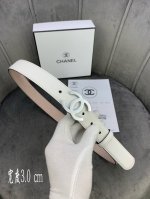 宽度3.0Cm Chanel 香奈儿 女士经典款腰带皮带新款光滑内衬磨砂牛皮银色金属精品钢扣