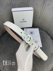 宽度3.0Cm Chanel 香奈儿 女士经典款腰带皮带新款光滑内衬磨砂牛皮银色金属精品钢扣