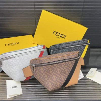 Fendi 芬迪 Ff印花腰包 胸包 男士单肩背包 经典百搭 实物拍摄 原厂原版面料 配送防尘袋 礼盒 33 X 18 Cm