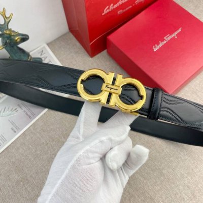 菲拉格慕 特种自动带皮腰带系列 ，原厂五金精品不锈钢扣，手感柔软舒适 宽3.5Cm。P210