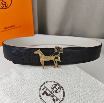HermèS爱马仕 双头尖 两面手掌纹 定金品质 双面头层牛皮 寸半38Mm 配H新款珐琅亮金 银扣 顶级