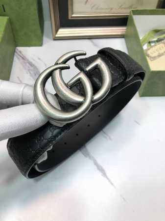 特 配全套包装礼盒 古驰：原单头层牛皮压小G面，内衬头层小牛皮底，搭配原单扣,原产皮料定制，专柜宽度3.8 - 点击图像关闭