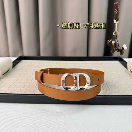 Dior 24早春新款 C D搭扣黄铜腰带扣，女士小牛皮腰带 经典永存 2Cm - 点击图像关闭