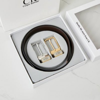 皮带：C K顶级复刻.单扣 双扣 腰带：Ck潮牌.专柜正品.Cooperkelvina原单大牌品质百分百进口原厂头层牛皮，内穿暗扣尾巴.保证真皮-Ck字母Log