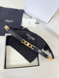 特 赛琳、Taurillon 中腰 金色饰面金属件 钩扣 每个中央方形金属件上均镌刻Celine Paris标识。 可调节均码腰带，配滑扣。