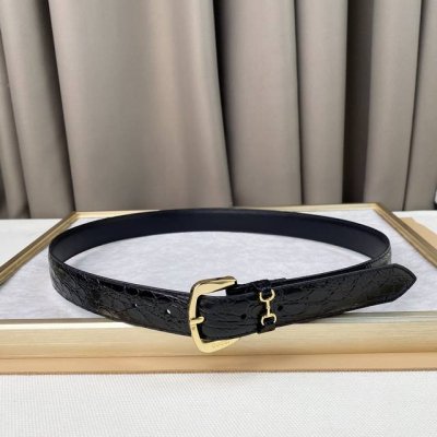 特 Gucci、马衔扣腰带，女士鳄鱼纹，3Cm