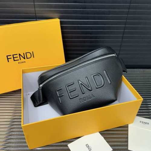 Fendi 芬迪 Ff压花腰包 胸包 男士单肩背包 经典百搭 实物拍摄 原厂原版面料 配送防尘袋 礼盒 33 X 18 Cm