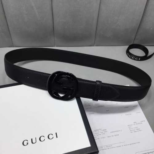 配送专柜全套礼盒包装。 G U C C I 原單品質 老鼠貨 宽度4.0毫米 進口荔枝紋面平紋小牛皮底 精品經典圓雙g钢扣，尽显高贵！