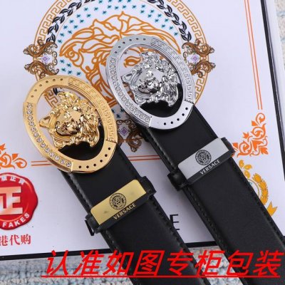 品名：范思哲 腰带原单 皮带 材料：百分百头层牛皮，保证真皮。24K纯钢扣双面可用专柜同等质量， 送人自用首选 包装： 请认准如图专柜包装，赠送打孔器，银联发票