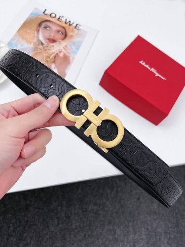 顶级原单复刻版 ，配送专柜全套礼盒包装进口原厂头层牛皮皮带 Ferragamo.菲拉格慕 支持nfc扫码 宽度3.5Cm 高级定制款男士腰带 双面进口牛皮 可双
