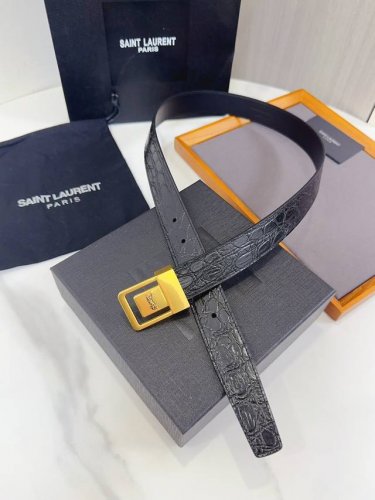 Saint Laurent 圣罗兰女士腰带皮带 原厂精密电渡扣头，意大利原厂皮，宽2.5Cm，代购级