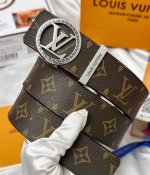 皮带 Lv.路易威登顶级复刻- 腰带 原单品质百分百进口头层牛皮 保证真皮 雕花镂空.圆形Logo标志工艺.真空电镀.永不掉色.24K纯钢扣头层老花 黑格 棕格