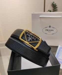普拉达男士自动腰带- 宽度34Mm 精品钢扣 精工打造 手感柔软 长短可以裁剪