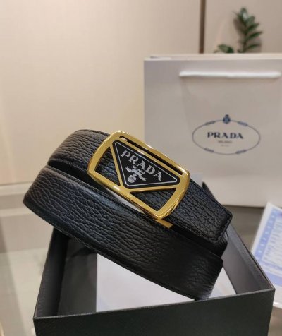 普拉达男士自动腰带- 宽度34Mm 精品钢扣 精工打造 手感柔软 长短可以裁剪