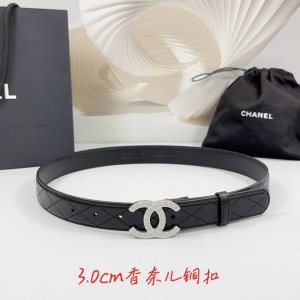 特 3.0Cm 香奈儿腰带，双面头层牛皮皮料，长度：.75.80.85.90.95.100欧，铜五金字母扣原版开模定制庆祝]