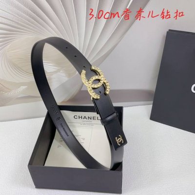 3.0Cm香奈儿腰带，双面头层牛皮，长度：.75.80.85.90.95.100.欧，满钻五金铜扣原版开模定制庆祝]