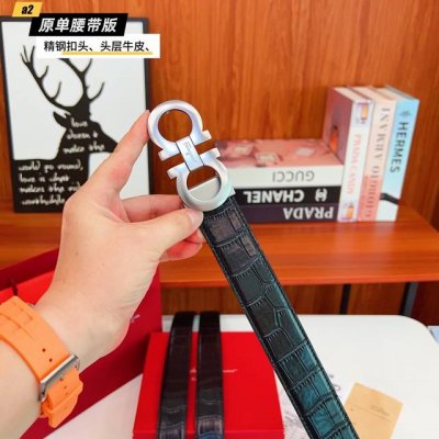 Ferrago 菲拉F 雙面头层牛皮 全新效果精钢材质搭扣 寬度35毫米 該皮帶可調節 且能根據需要裁剪達到修身效果