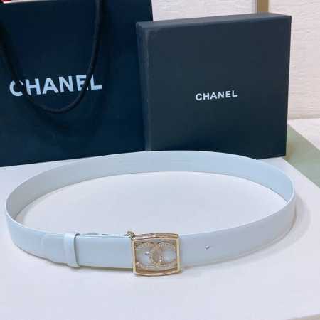 特 C Hanel 24S Cc 水钻 Logo字母搭扣 黄铜金属小牛皮腰带 手感柔软 细腻 3.0Cm - 点击图像关闭