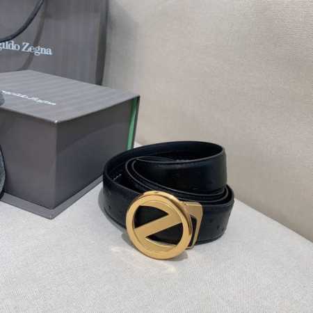 杰尼亚男士自动皮带、经典的z字金属自动扣，精致含蓄相当耐看 - 点击图像关闭