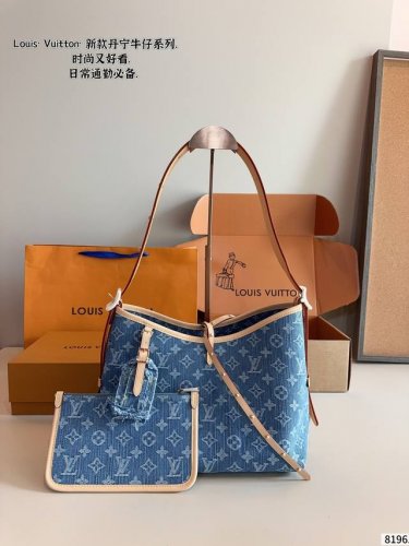 配礼盒. Lv 丹宁牛仔 Carryall 托特 3D立体浮雕Logo 购物袋Tote 复古优雅 永远的经典 正式休闲皆可 日常通勤无压力 质感很高级 容量超级