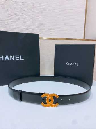Chanel经典双C皮带腰带 Logo扣搭配进口小羊皮带身，质感满分，简直身春日里的点睛之笔，皮带直径3.0Cm - 点击图像关闭