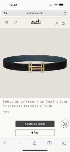 特 H Au Carre 五金搭配Togo皮带身 32Mm 普魯士藍