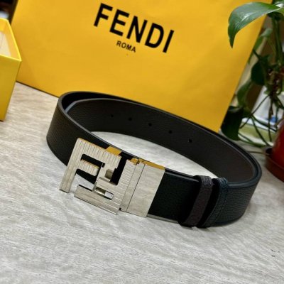 Fendl 芬迪 宽38Mm 男士休闲皮带 双面头层小牛皮制作 搭配Ff尾夹旋转扣 经典百搭款 高清实拍 双面可用 品质保证