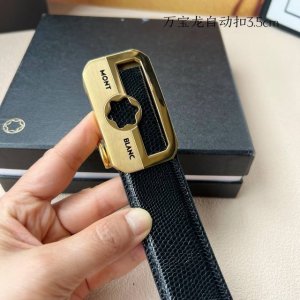 特 品牌： 万宝龙 新款进口小牛皮，手感细腻柔软。搭配纯钢自动精品钢扣，宽度：3.5Cm