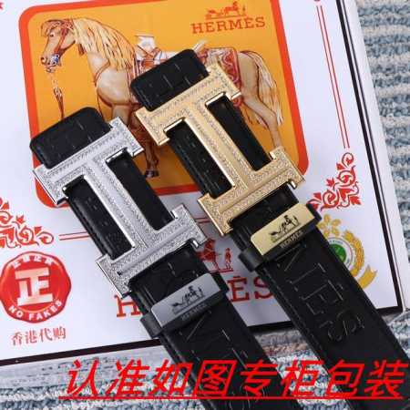 男士腰带：爱马仕 原单 男士皮带：百分百头层牛皮，保证真皮。24K纯钢扣双面可用专柜同等质量， 送人自用首选 包装： 请认准如图专柜包装，赠送打孔器，银联发票， - 点击图像关闭