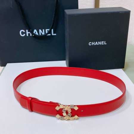 特 Chanel 24S Cc 树脂黑 字母 Logo搭扣 黄铜金属小牛皮腰带 手感柔软 细腻 3.0Cm - 点击图像关闭