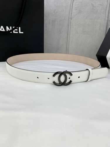 特P180 宽度3.0Cm Chanel （香奈儿）女士经典款腰带皮带新款光滑内衬磨砂牛皮银色/简单精品钢扣