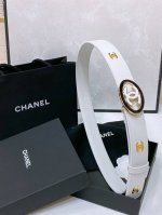 Chanel 24C 黄铜金属 水钻黑 与 白Logo搭扣 黄铜金属进口胎牛皮平纹带身 饰有Cc小Logo手感柔软 细腻 3.0Cm