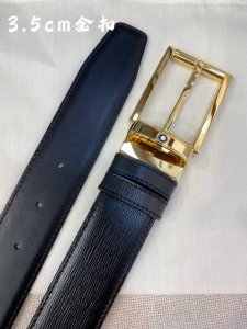 Montblanc万宝龙 宽3.5Cm 采用头层牛皮 精品针式扣头 自由裁剪商务休闲皮带