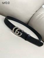 特 Gucci Signature 官網更新3.0寬度 熱壓款 雙G扣印花纹理坚实 進口小牛皮面皮