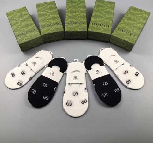特 Gucci 古奇G家新品女款隐形袜子 一盒五双 提花经典标志，纯棉材质，超舒适超美腻大牌出街，潮人必备超好搭