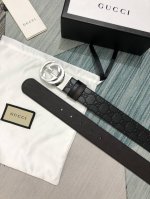 配全套包装礼盒 Gucci转动款小牛皮压G花，内衬咖啡头层底，宽3.7Cm 旋转双G扣 双面可用 可裁剪