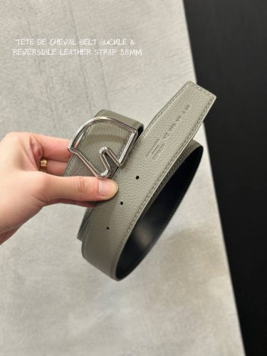 特 原厂荔枝 新扣 Tete De Cheval Belt Buckle & Reversible Leather Strap 38Mm