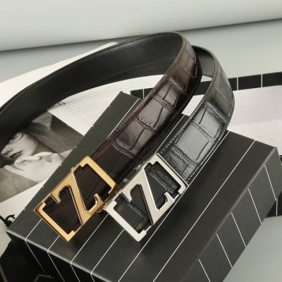 特 杰尼亚 双面头层牛皮自动带 宽3.5Cm 官网同步，不锈钢金属标识，适合商务低调人士！自动扣款式