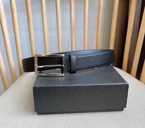 Prada 普拉达 双面头层牛皮 男士简约商务休闲针扣 宽3.5Cm 顶级做工 品质保证 手感极佳 原单品质