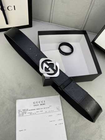 宽度4.0Cm Gucci 经典款G家印花 搭配顶级镶钻两件套钢扣 采用精挑细选进口顶级牛皮 手感柔软细腻 - 点击图像关闭