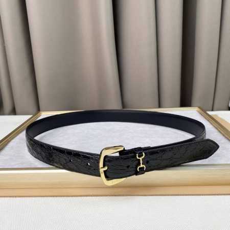 特 Gucci、马衔扣腰带，女士鳄鱼纹，3Cm - 点击图像关闭