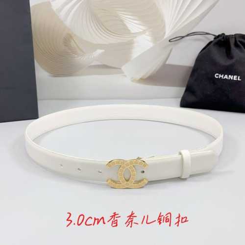 特 3.0Cm 香奈儿腰带，双面头层牛皮皮料，长度：.75.80.85.90.95.100欧，铜五金字母扣原版开模定制庆祝]