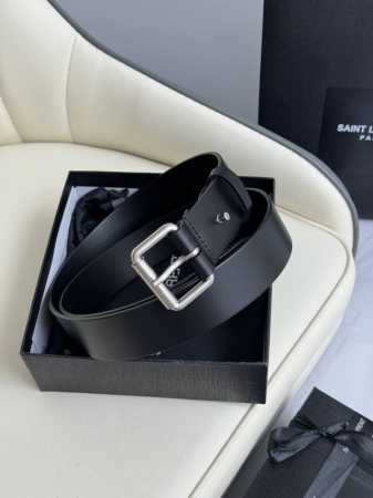 特 Saint Laurent 圣罗兰女士腰带皮带 原厂真金电渡扣头，意大利原厂皮，宽3.5Cm - 点击图像关闭
