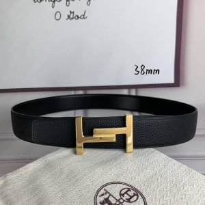 HermèS爱马仕 双头尖 双面原版 原单品质 进口头层牛皮 橙色荔枝纹搭配黑色平纹 寸半38Mm 配官网H亮金亮银扣