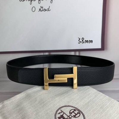 HermèS爱马仕 双头尖 双面原版 原单品质 进口头层牛皮 橙色荔枝纹搭配黑色平纹 寸半38Mm 配官网H亮金亮银扣