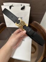 特 ～ CéLine 赛琳 Triomphe大号复古牛皮革腰带 对版金属件 领扣搭扣 宽3.0Cm