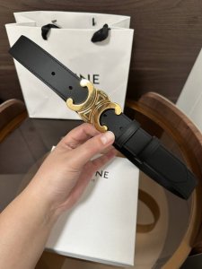 特 ～ CéLine 赛琳 Triomphe大号复古牛皮革腰带 对版金属件 领扣搭扣 宽3.0Cm