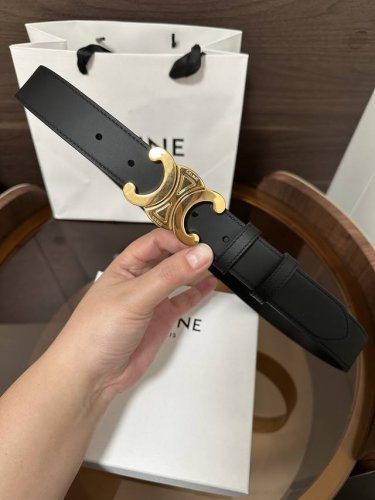 特 ～ CéLine 赛琳 Triomphe大号复古牛皮革腰带 对版金属件 领扣搭扣 宽3.0Cm