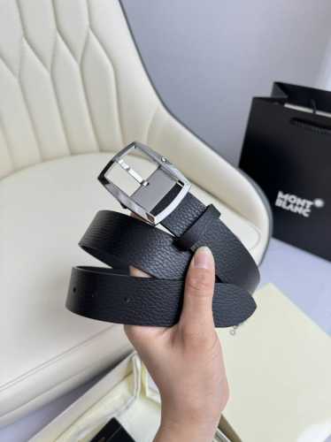 Montblanc万宝龙 宽3.5cm 采用头层牛皮 精品针式扣头 自由裁剪商务休闲