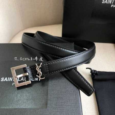 特 Ysl平纹顶级小牛皮软腰带 2.0Cm方形针铜扣非市场合金扣Cassandre 标识腰带环 - 点击图像关闭